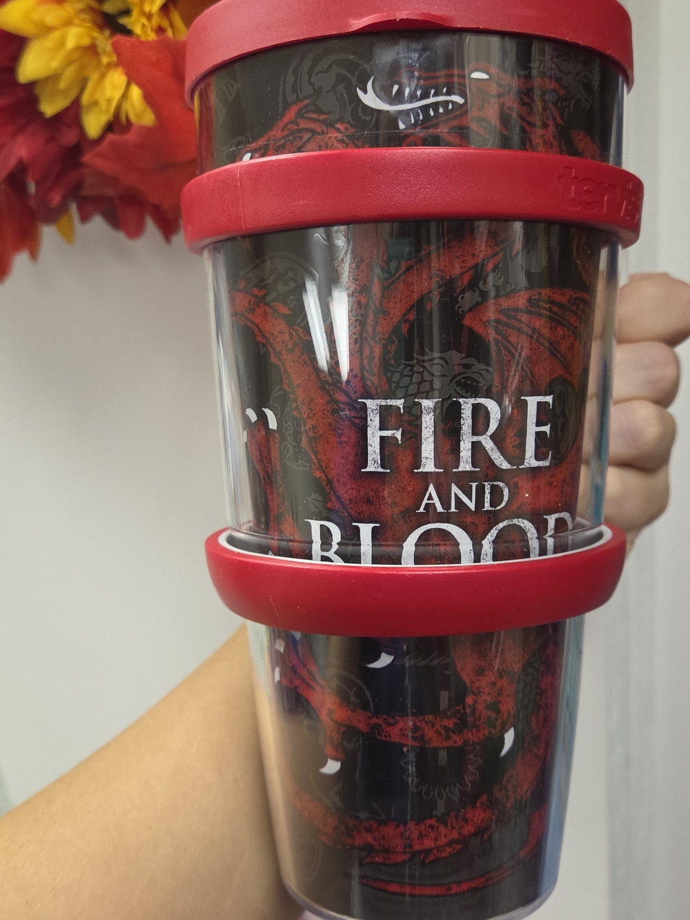 tervis Red and Black 'Fire and Blood' Dragon Insulated Tumbler